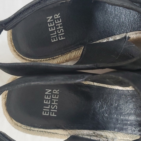 Eileen Fisher Largo Black Suede Espadrille Wedge Sandals size 8.5 - Picture 8 of 14